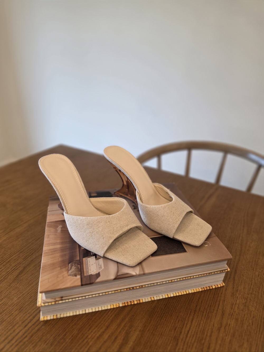 ASOS Beige Open-Toe Mule Heels